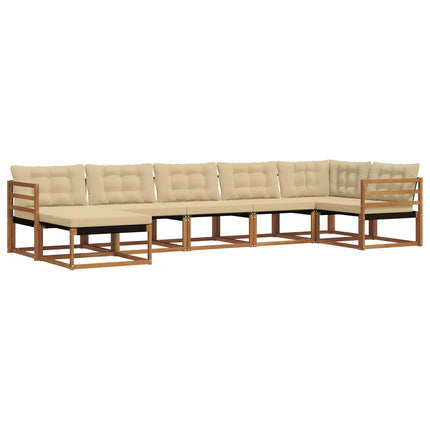 Utomhussoffset med kudde 7 pcs Naturlig och Beige
