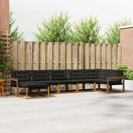 Utomhussoffset med kudde 7 pcs Naturlig och svart