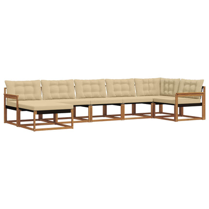 Utomhussoffset med kudde 7 pcs Naturlig och Beige