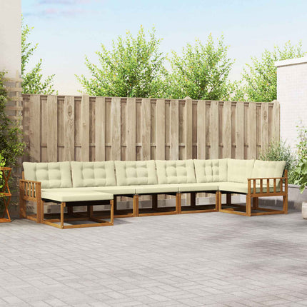 Utomhussoffset med kudde 7 pcs Naturlig och Grädde
