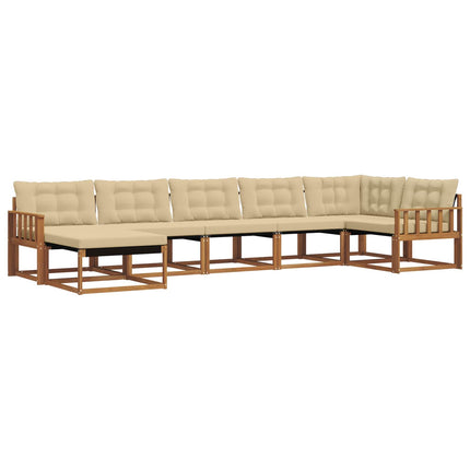 Utomhussoffset 7 st Naturlig och Beige Massivt Akaciaträ