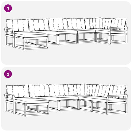 Utomhussoffset med kudde 7 pcs Naturlig och Grädde