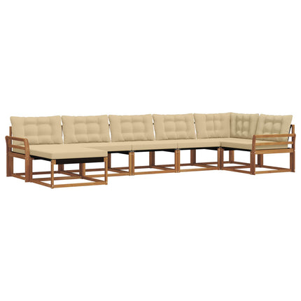 Utomhussoffset med kudde 7 pcs Naturlig och Beige