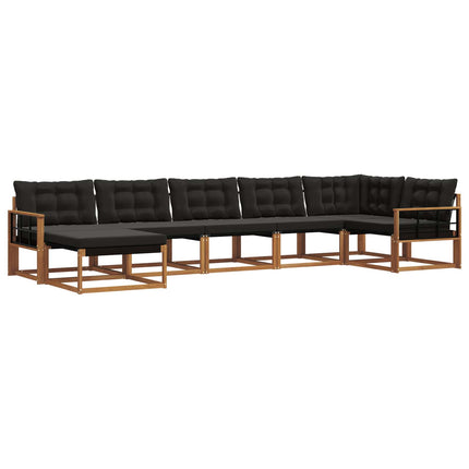 Utomhussoffset med kudde 7 pcs Naturlig och svart