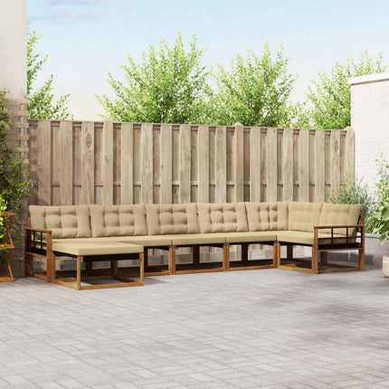 Utomhussoffset med kudde 7 pcs Naturlig och Beige