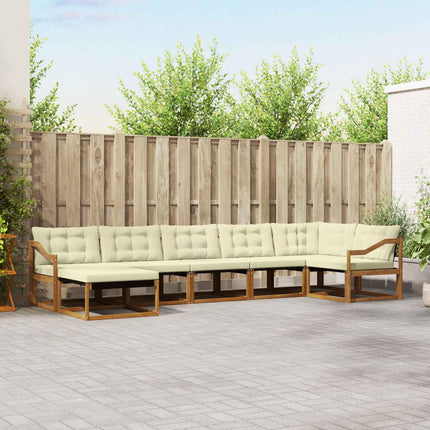Utomhussoffset med kudde 7 pcs Naturlig och Grädde