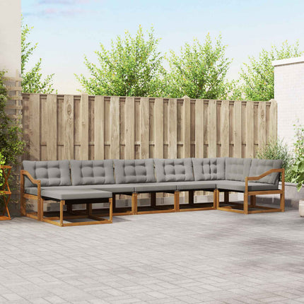 Utomhussoffset med kudde 7 pcs Naturlig och Ljus Grå