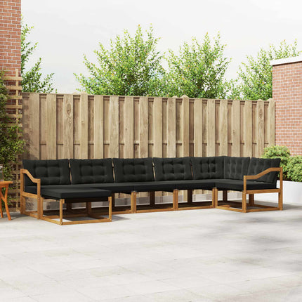 Utomhussoffset med kudde 7 pcs Naturlig och svart