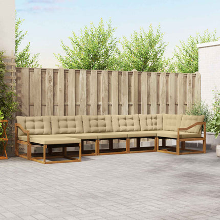 Utomhussoffset med kudde 7 pcs Naturlig och Beige