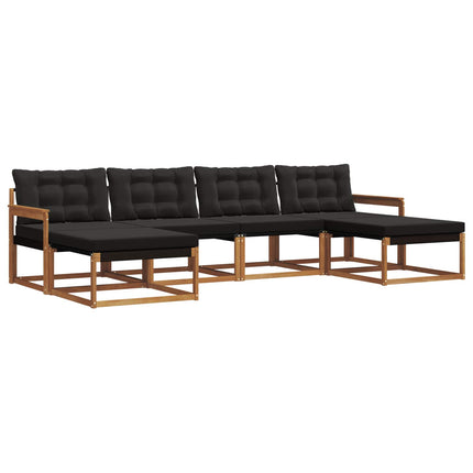 Utomhussoffset med kudde 6 pcs Naturlig och svart