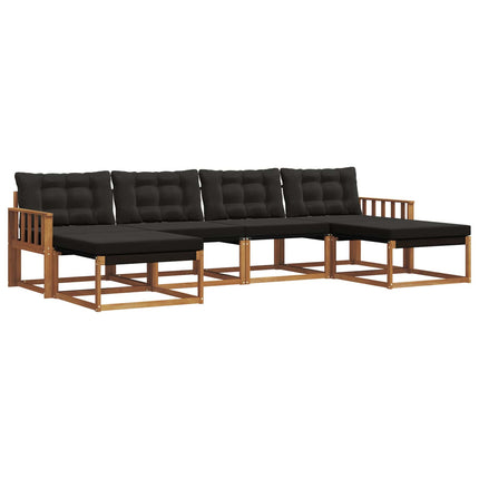 Utomhussoffset med kudde 6 pcs Naturlig och svart