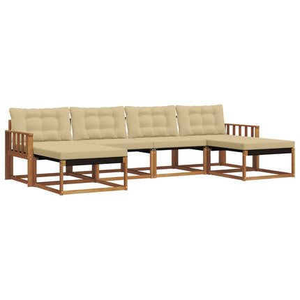 Utomhussoffset med kudde 6 pcs Naturlig och Beige