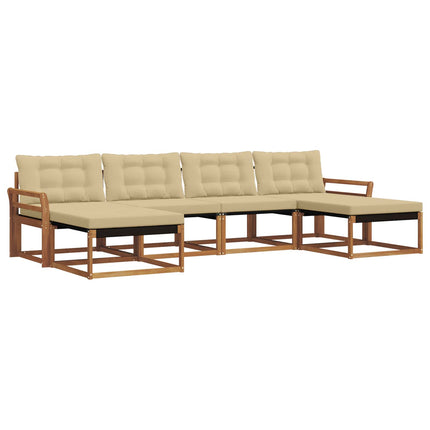 Utomhussoffset med kudde 6 pcs Naturlig och Beige