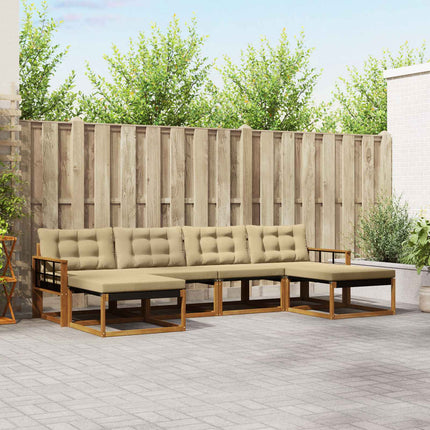 Utomhussoffset med kudde 6 pcs Naturlig och Beige