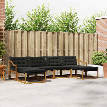 Utomhussoffset med kudde 6 pcs Naturlig och svart