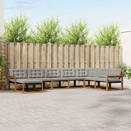 Utomhussoffset med kudde 8 pcs Naturlig och Ljus Grå