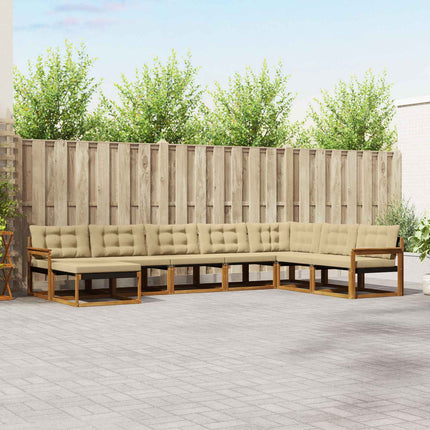 Utomhussoffset med kudde 8 pcs Naturlig och Beige