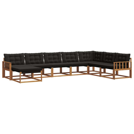 Utomhussoffset med kudde 8 pcs Naturlig och svart