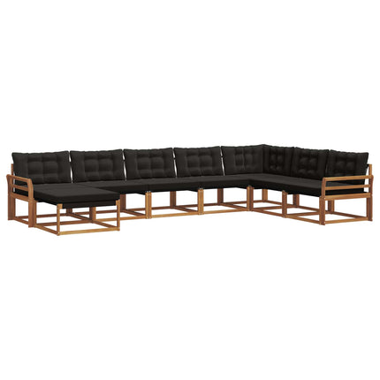 Utomhussoffset med kudde 8 pcs Naturlig och svart