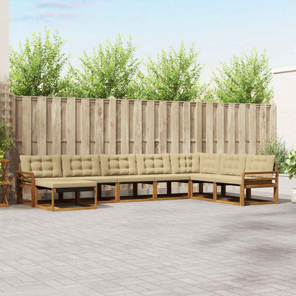 Utomhussoffset med kudde 8 pcs Naturlig och Beige