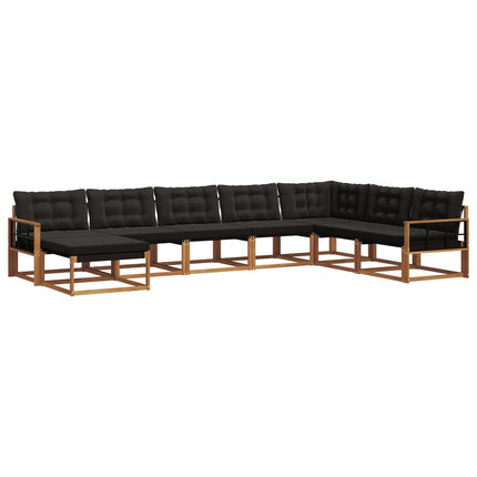 Utomhussoffset med kudde 8 pcs Naturlig och svart