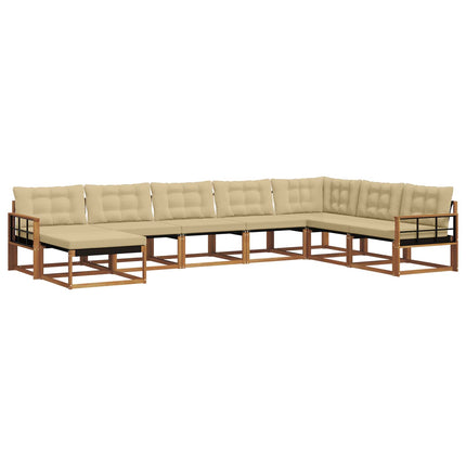 Utomhussoffset med kudde 8 pcs Naturlig och Beige