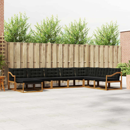 Utomhussoffset med kudde 8 pcs Naturlig och svart