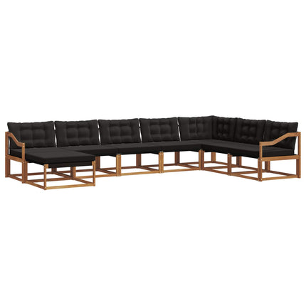 Utomhussoffset med kudde 8 pcs Naturlig och svart