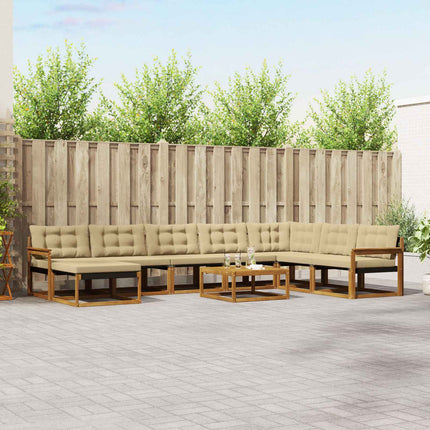 Utomhussoffset 9 pcs Naturlig och Beige Massivt Akaciaträ