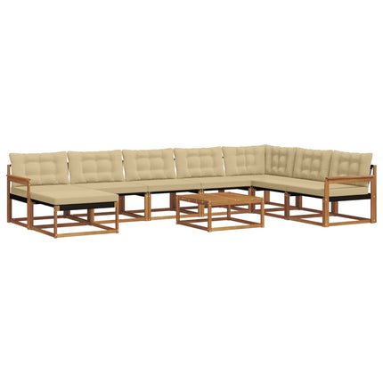 Utomhussoffset 9 pcs Naturlig och Beige Massivt Akaciaträ