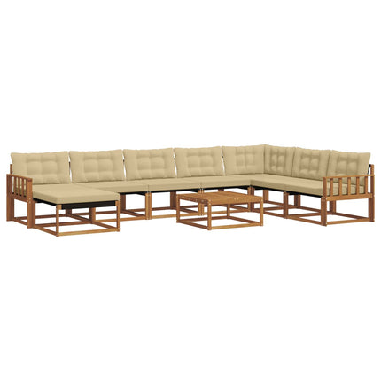 Utomhussoffset 9 pcs Naturlig och Beige Massivt Akaciaträ