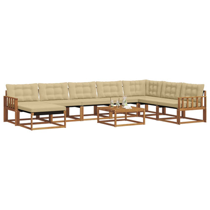 Utomhussoffset 9 pcs Naturlig och Beige Massivt Akaciaträ