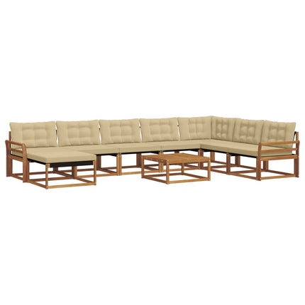 Utomhussoffset 9 pcs Naturlig och Beige Massivt Akaciaträ