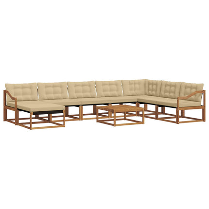 Utomhussoffset 9 pcs Naturlig och Beige Massivt Akaciaträ