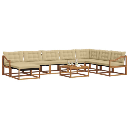 Utomhussoffset 9 pcs Naturlig och Beige Massivt Akaciaträ