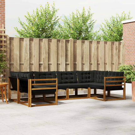 Utomhussoffset med kudde 6 pcs Naturlig och svart