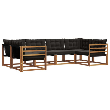 Utomhussoffset med kudde 6 pcs Naturlig och svart