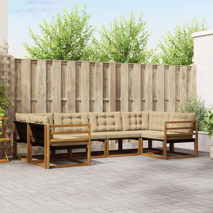 Utomhussoffset med kudde 6 pcs Naturlig och Beige
