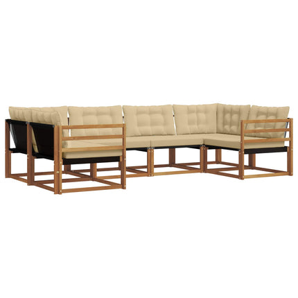 Utomhussoffset med kudde 6 pcs Naturlig och Beige