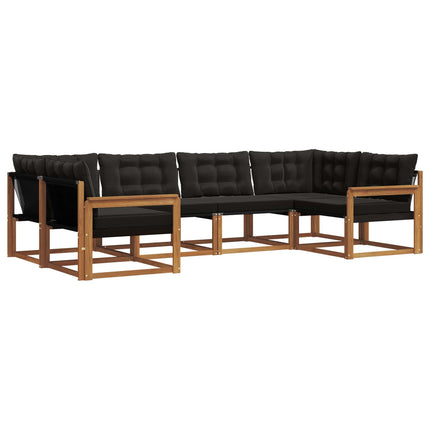 Utomhussoffset med kudde 6 pcs Naturlig och svart