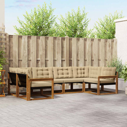 Utomhussoffset med kudde 6 pcs Naturlig och Beige