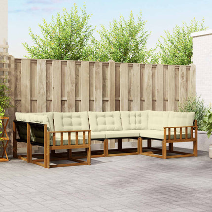 Utomhussoffset med kudde 6 pcs Naturlig och Grädde