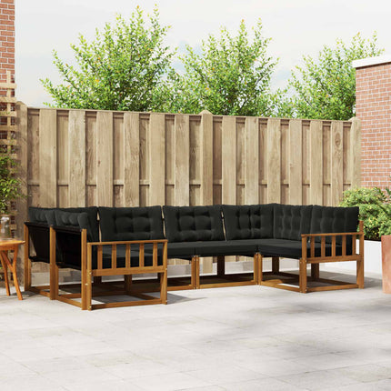 Utomhussoffset med kudde 6 pcs Naturlig och svart