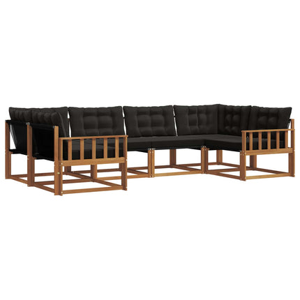Utomhussoffset med kudde 6 pcs Naturlig och svart