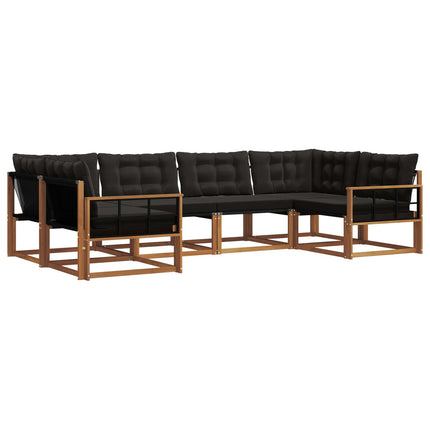 Utomhussoffset med kudde 6 pcs Naturlig och svart
