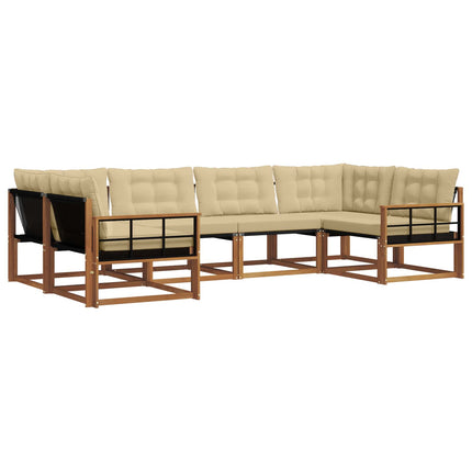 Utomhussoffset med kudde 6 pcs Naturlig och Beige