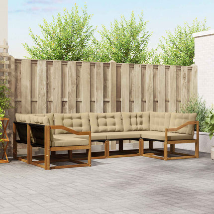 Utomhussoffset med kudde 6 pcs Naturlig och Beige