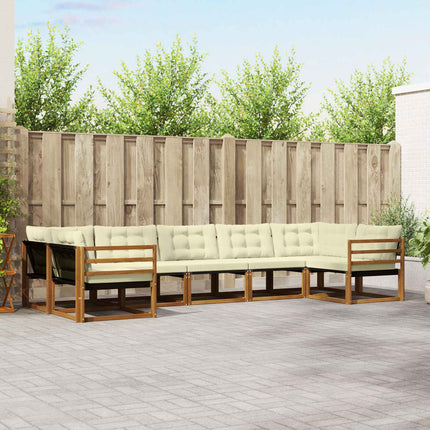 Utomhussoffset med kudde 7 pcs Naturlig och Grädde