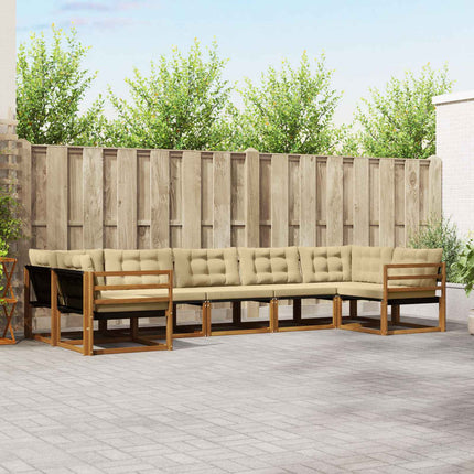 Utomhussoffset med kudde 7 pcs Naturlig och Beige