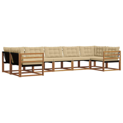Utomhussoffset med kudde 7 pcs Naturlig och Beige
